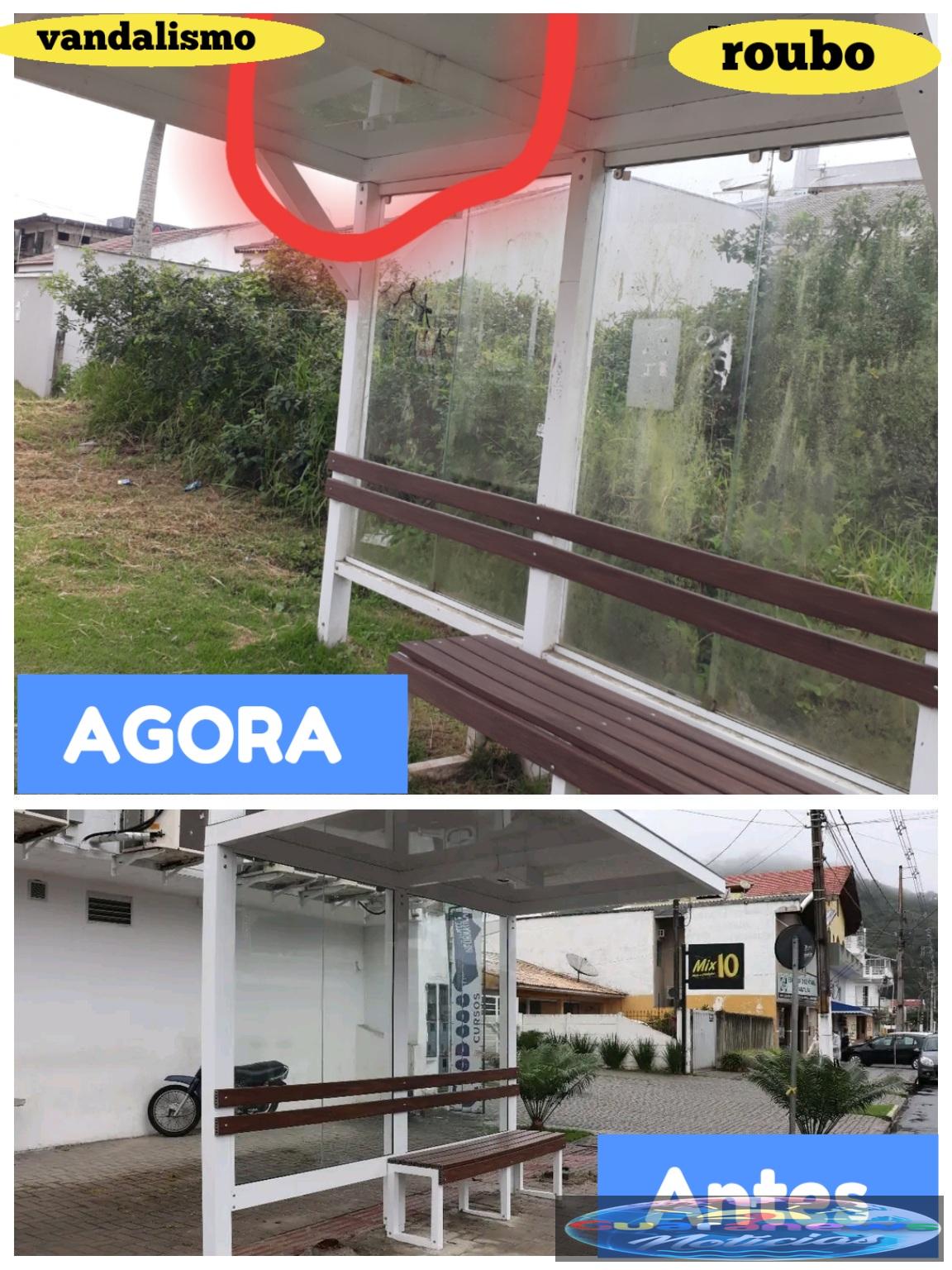 Os pontos  de ônibus  de Guaratuba  foram  depredados e as instalações  de energia  solar  roubadas