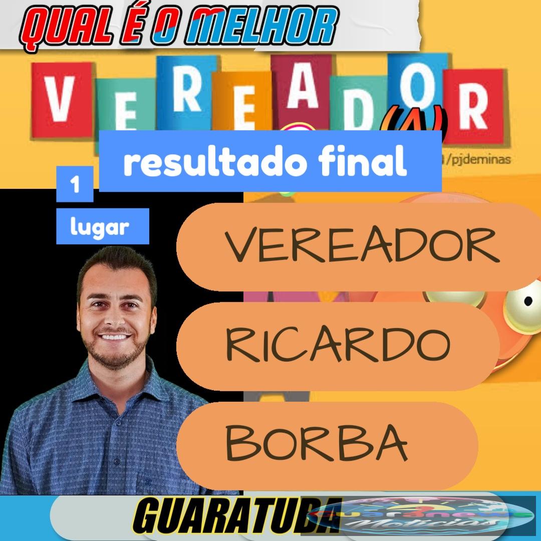 Vereador  RICARDO BORBA  TEVE  A MAIORIA  DA ACEITAÇÃO  DO PUBLICO